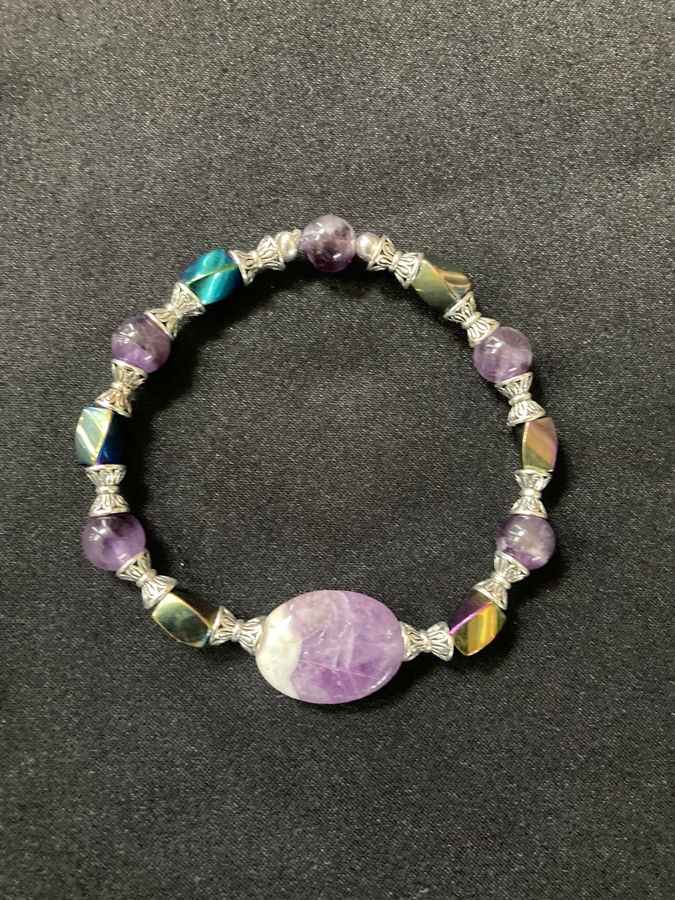 Amethyst and Magnetic Hematite Bracelet