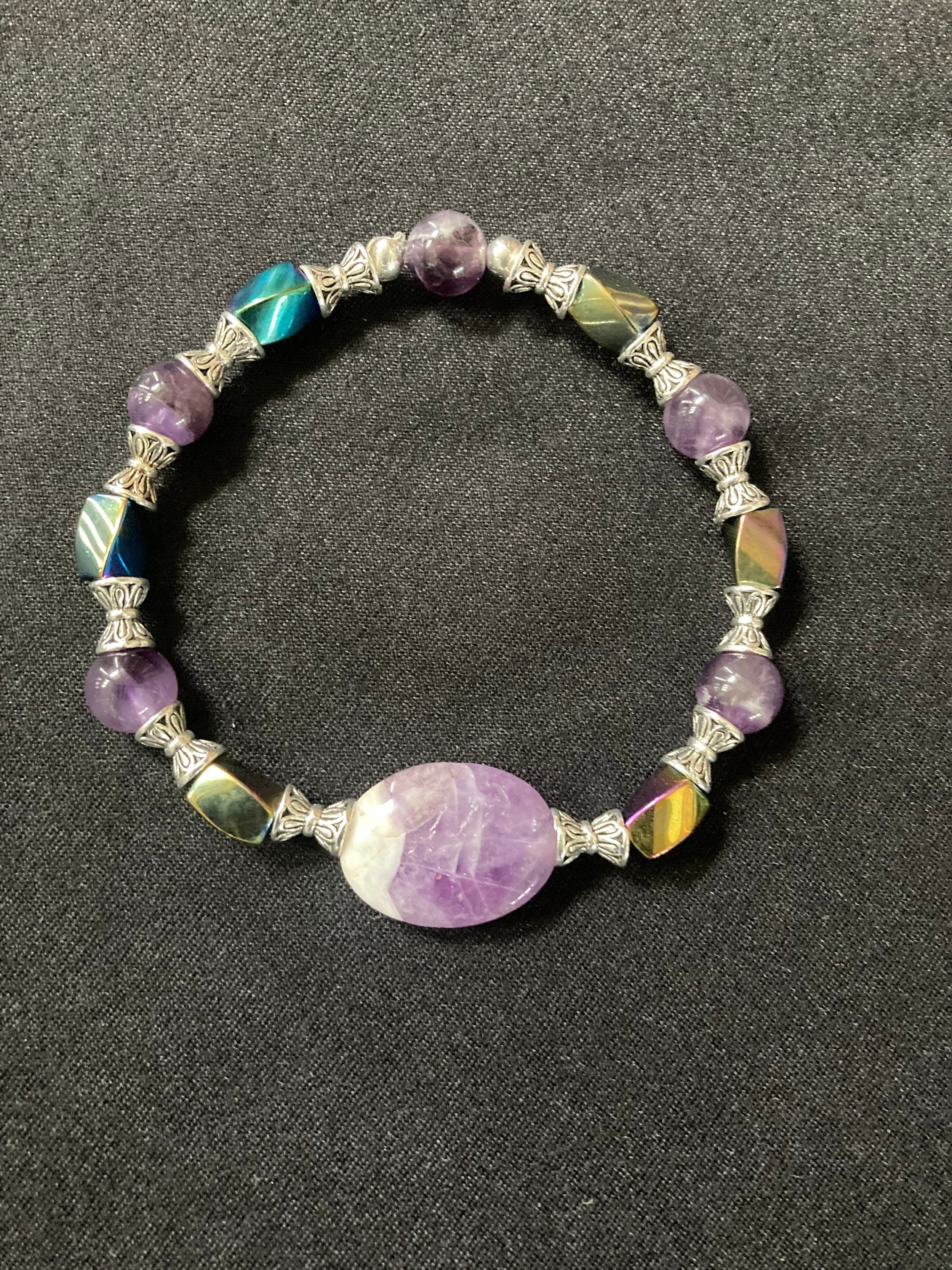 Amethyst and Magnetic Hematite Bracelet