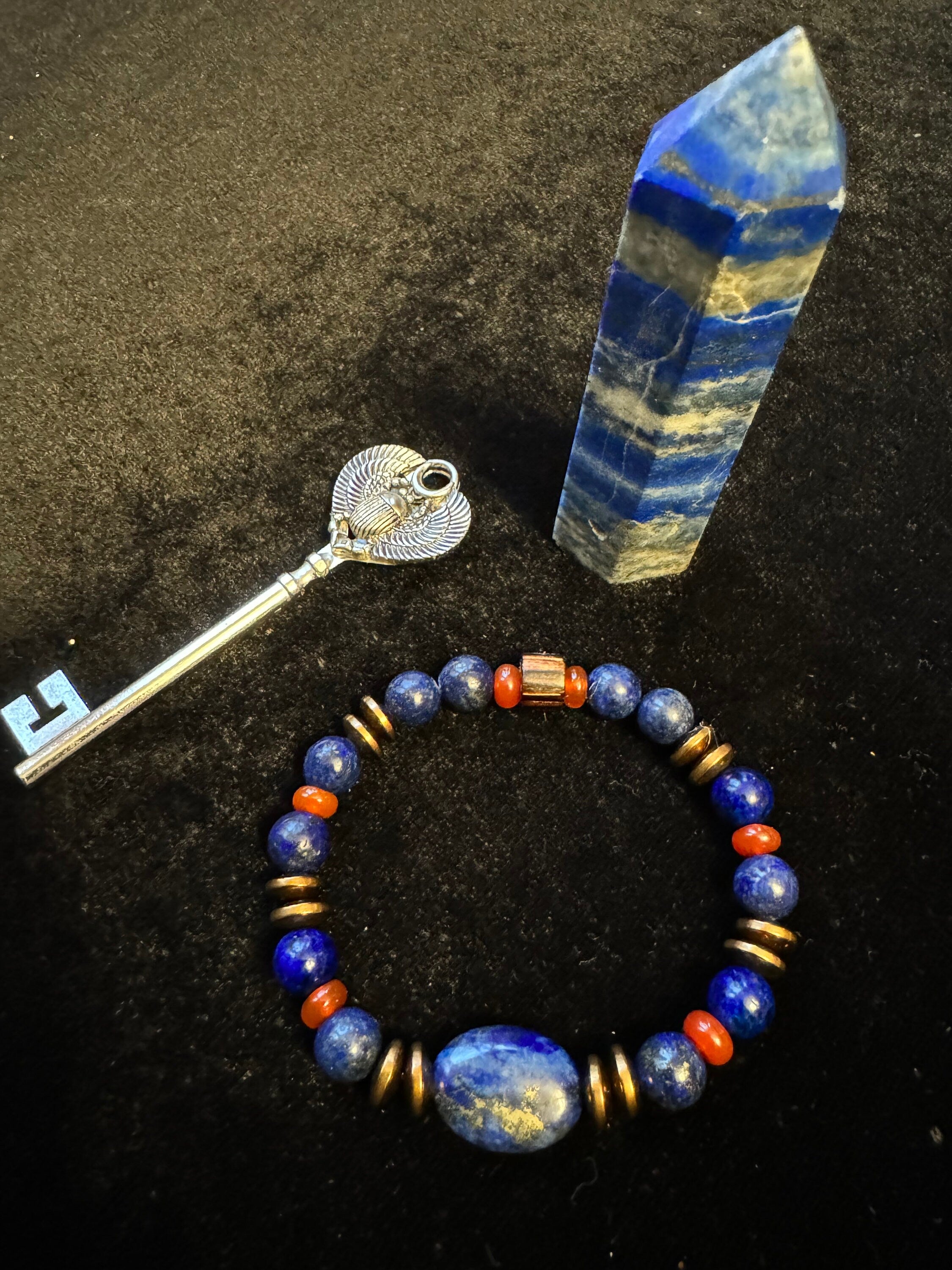 Egyptian Bracelet- Lapis Lazuli Bracelet- Stretchy Bracelet